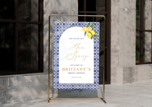Custom Acrylic Welcome Sign - Amalfi Print Lemon Party