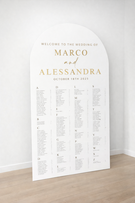 Large Foam Seating Chart Arch with 3D Acrylic Titles
