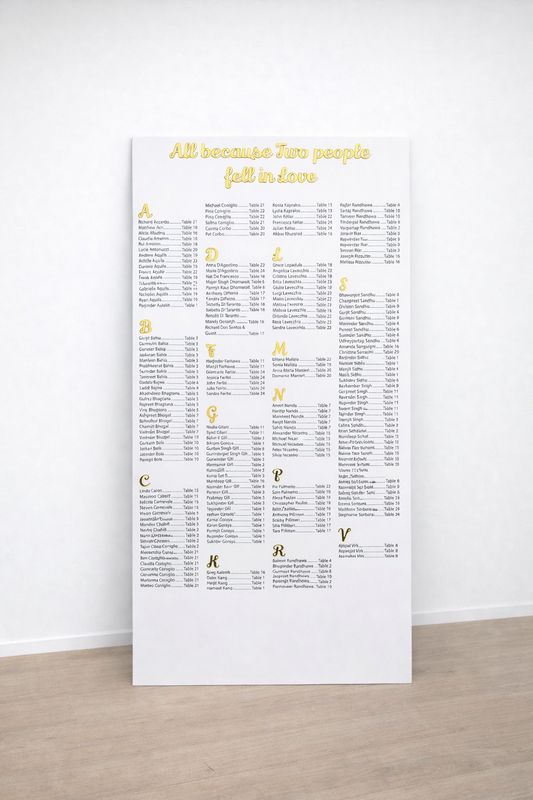 Large Foam Seating Chart with 3D Acrylic Titles
