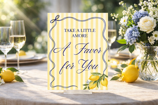 Favor Rectangle Acrylic Sign - That's Amore Lemon Party