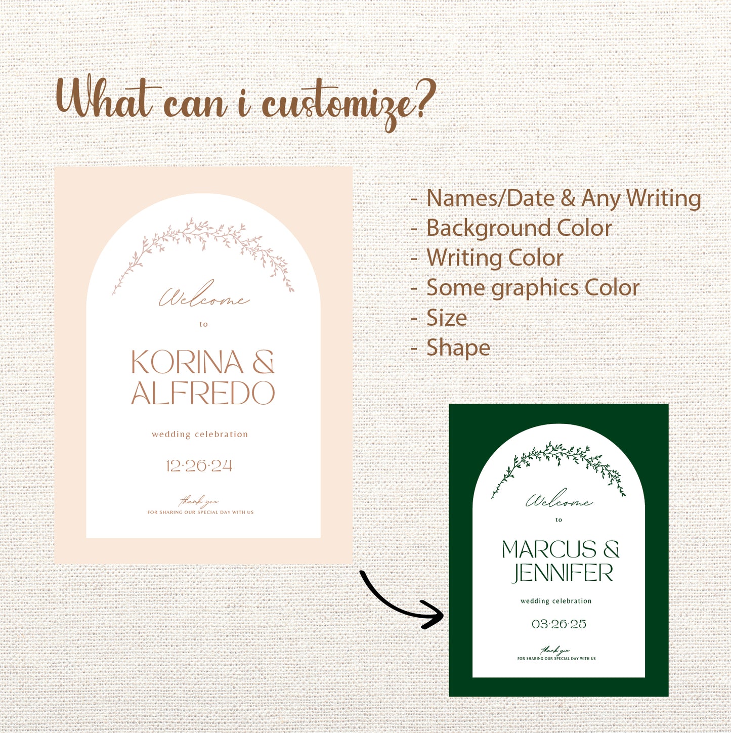 Welcome Sign - Foam Print - Wedding