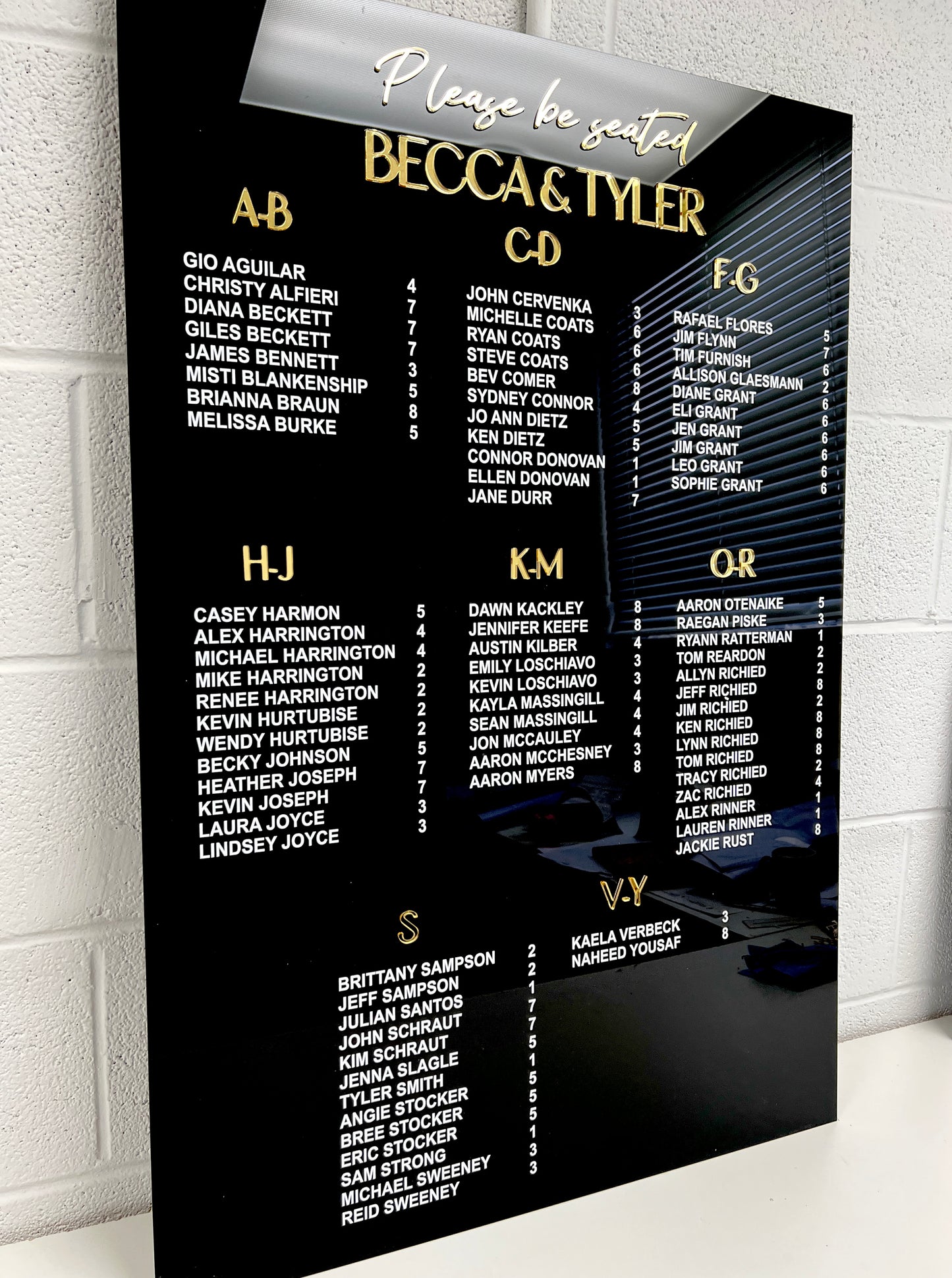 Wedding Seating Chart with 3D Acrylic Titles