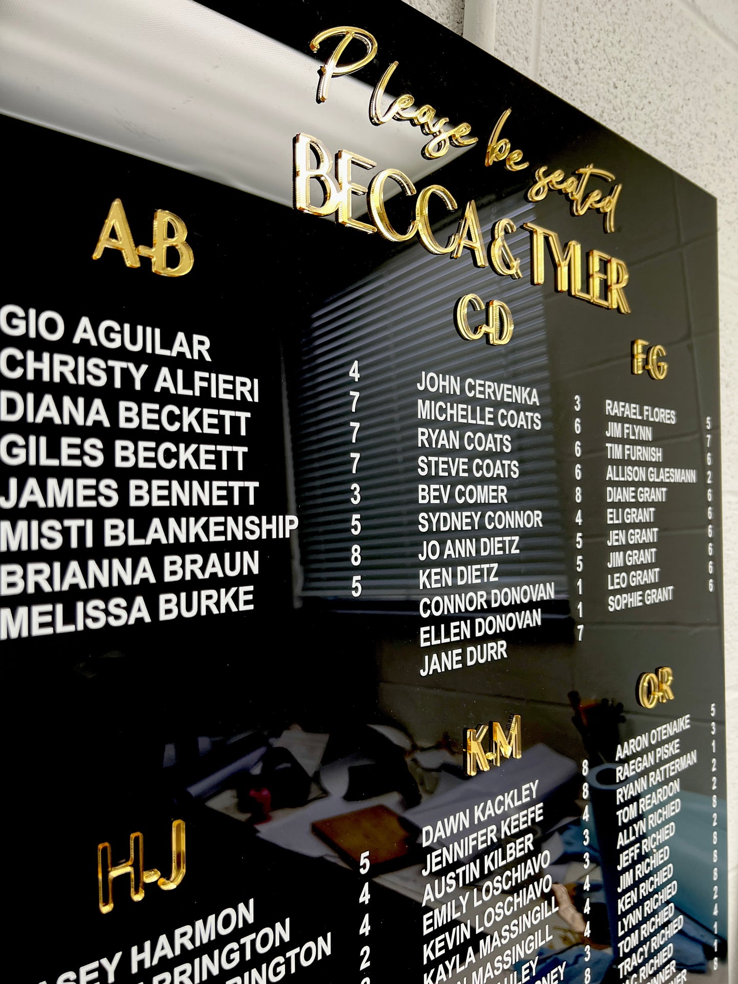 Wedding Seating Chart with 3D Acrylic Titles