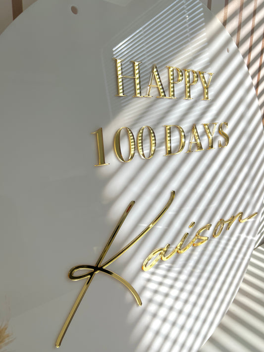 Welcome Sign with 3D Acrylic Writing in Round Acrylic