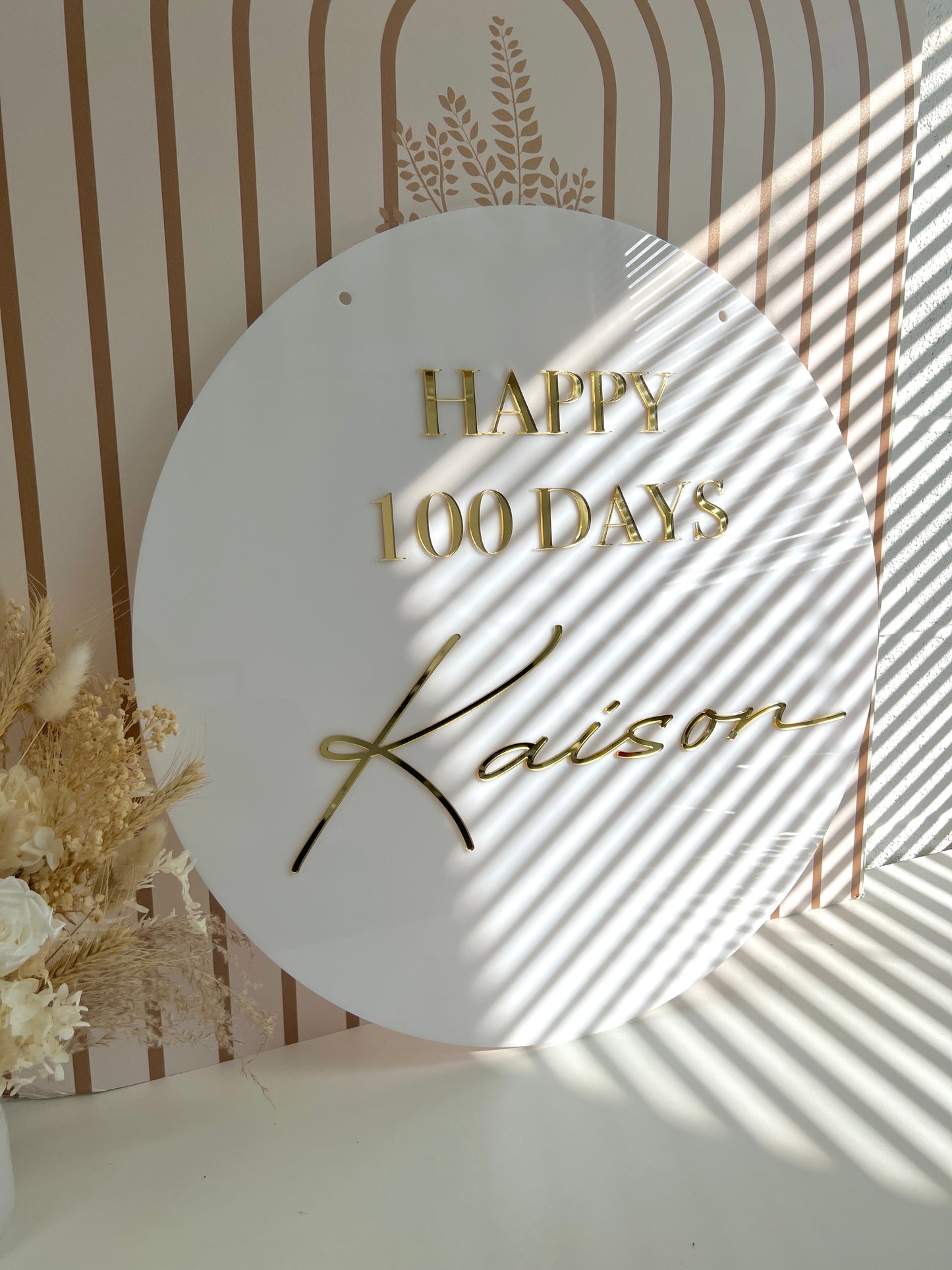 Welcome Sign with 3D Acrylic Writing in Round Acrylic