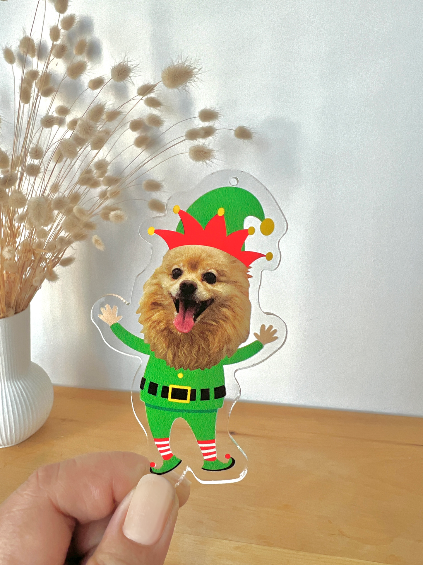 Holiday Pet Elf Acrylic Ornament - Turn Your Pet into Santa's Cutest Little Helper!