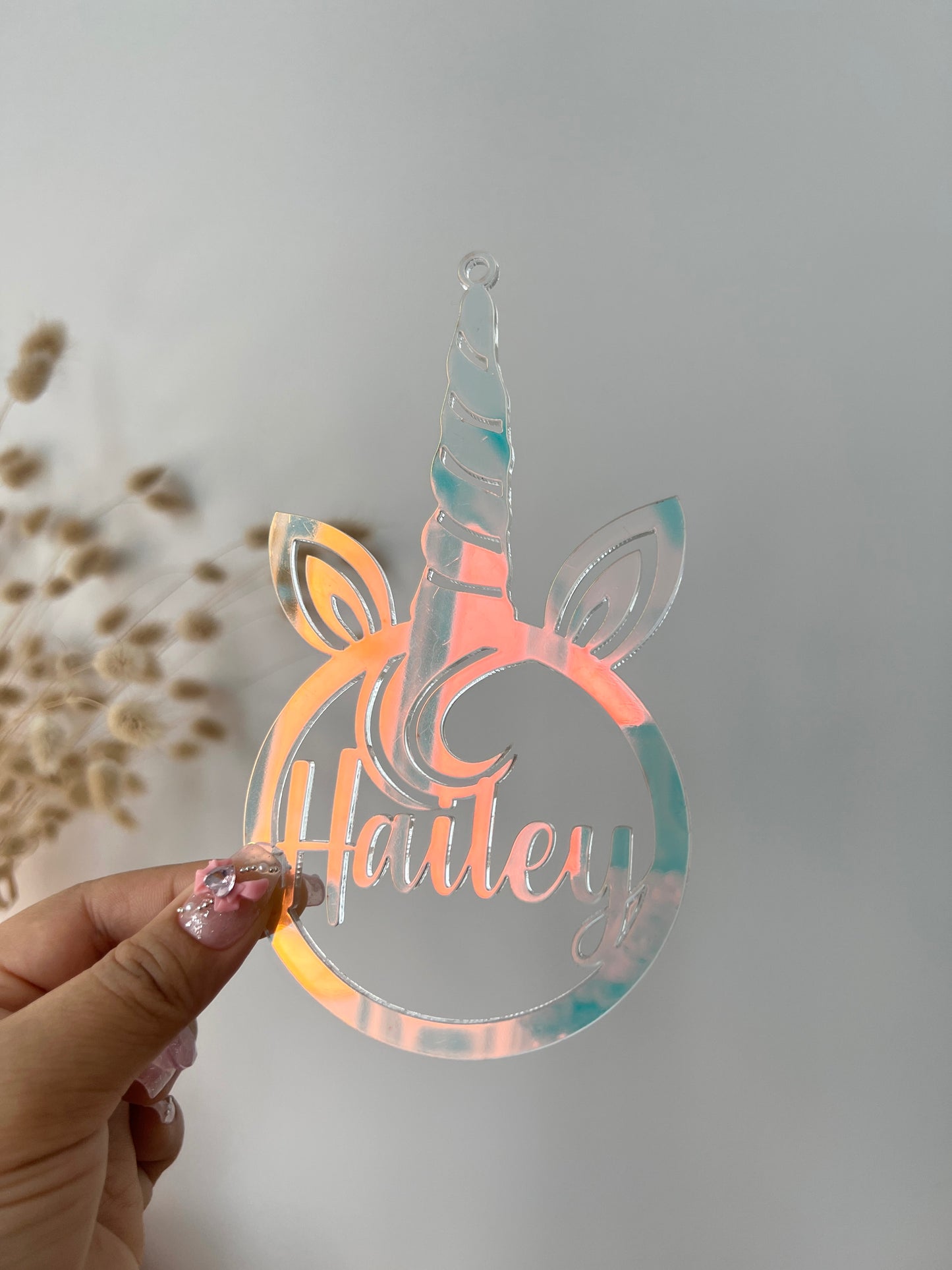 Unicorn Acrylic Ornament - Custom Name