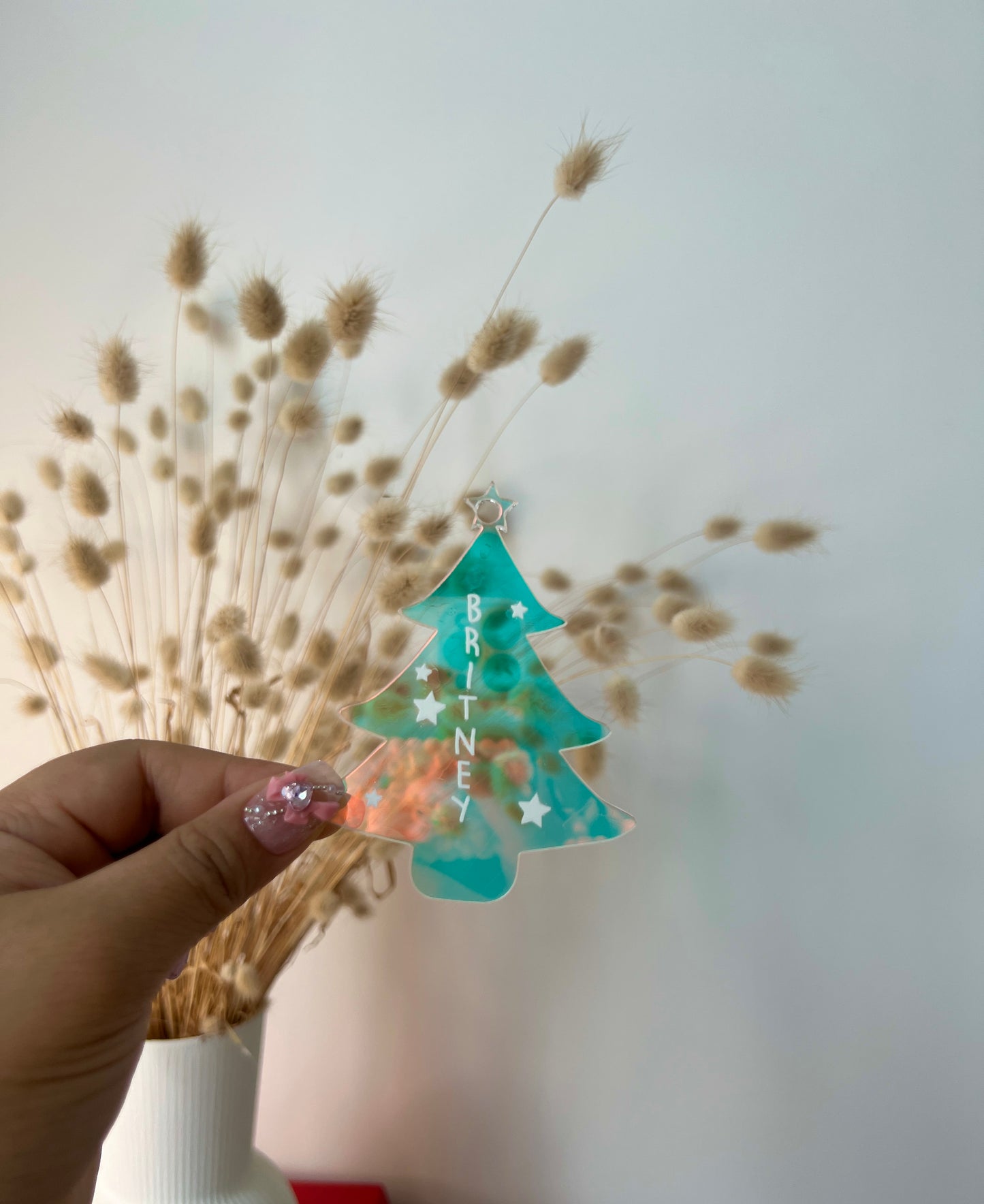 Festive Tree Acrylic Ornament - Custom Name