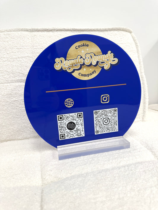 Social Media Sign Circle with QR and Logo