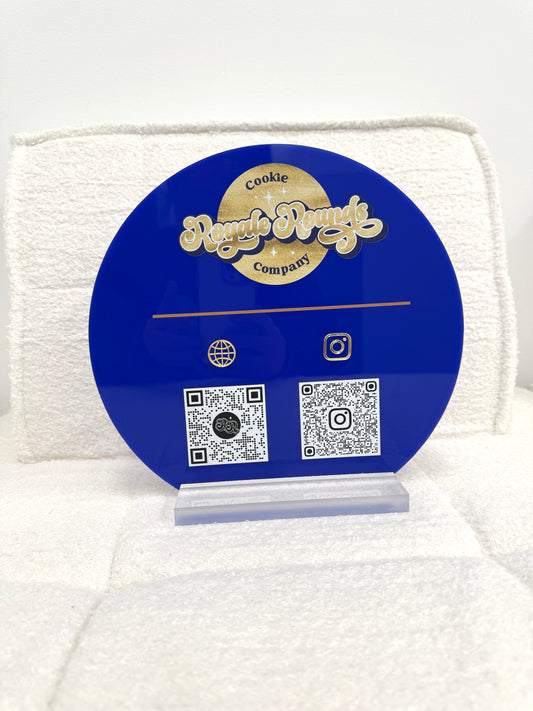 Social Media Sign Circle with QR and Logo