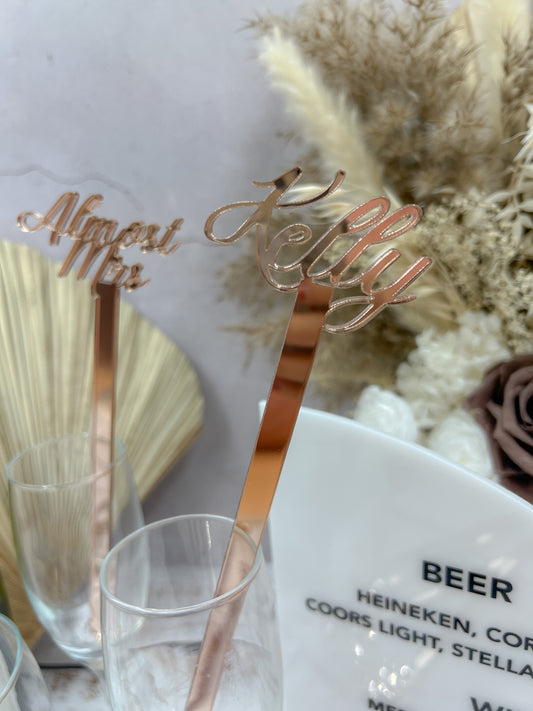 Custom Name Acrylic Drink Stirrers (set of 12 pcs)