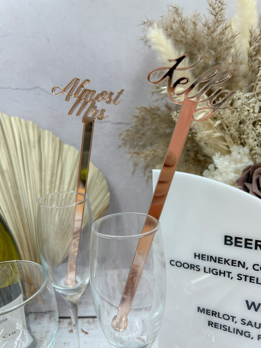 Custom Name Acrylic Drink Stirrers (set of 12 pcs)