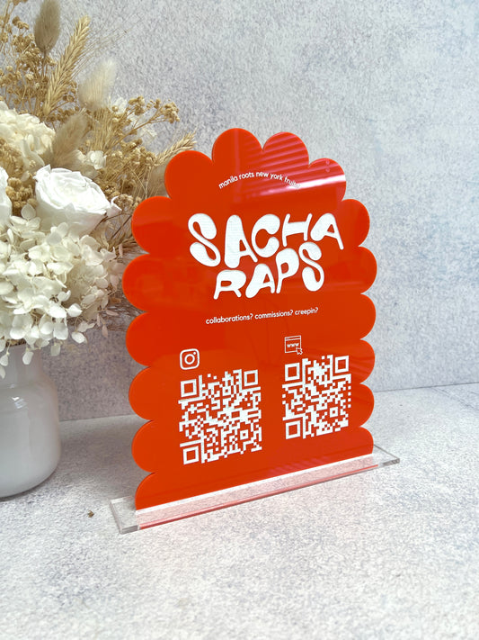 Wavy Arch Social Media Sign - QR code