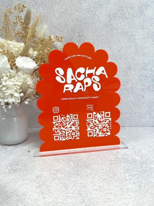 Wavy Arch Social Media Sign - QR code