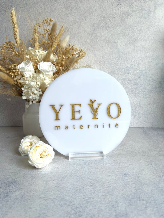 Circle Social Media Sign - Logo with optional QR Code