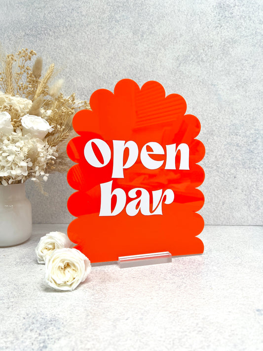 Scalloped Edge Arch - Open Bar Retro Font - Wedding Decor
