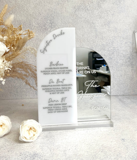 Signature Drinks - Double Bar Menu Acrylic Sign