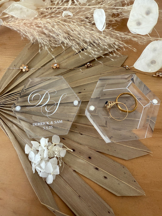 Custom Hexagon Acrylic Ring Box – A Timeless Keepsake