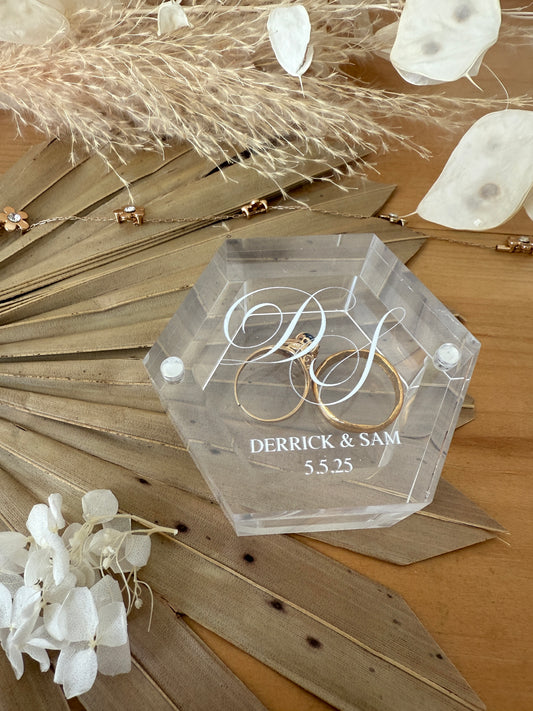 Custom Hexagon Acrylic Ring Box – A Timeless Keepsake