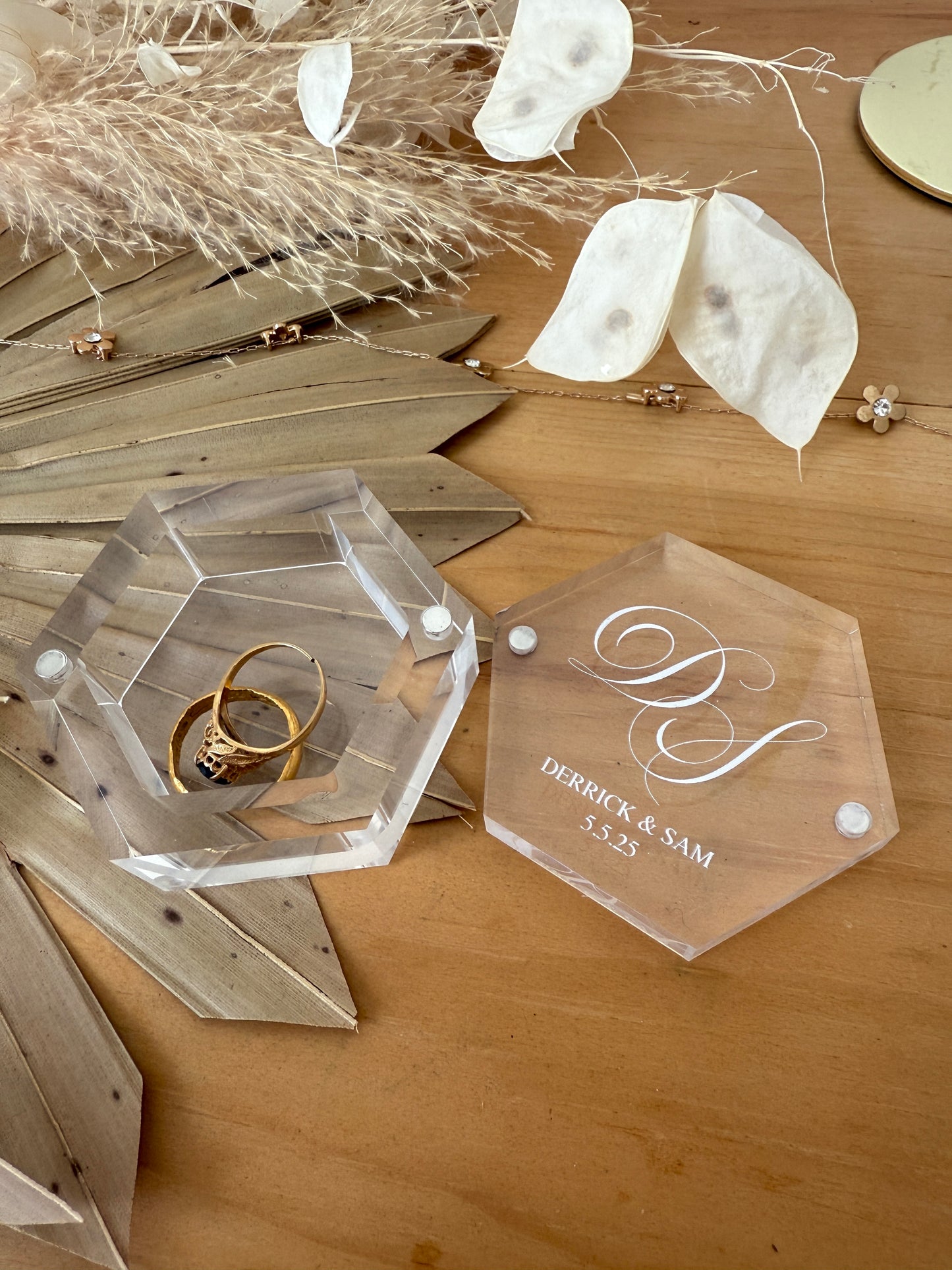 Custom Hexagon Acrylic Ring Box – A Timeless Keepsake