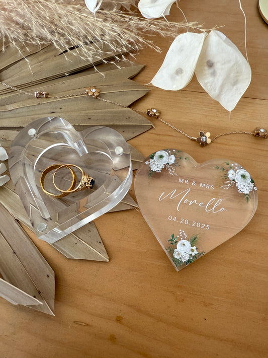 Custom Heart Acrylic Ring Box – A Timeless Keepsake