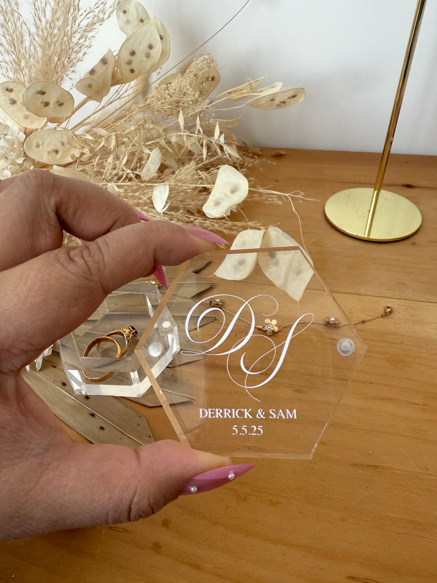 Custom Hexagon Acrylic Ring Box – A Timeless Keepsake
