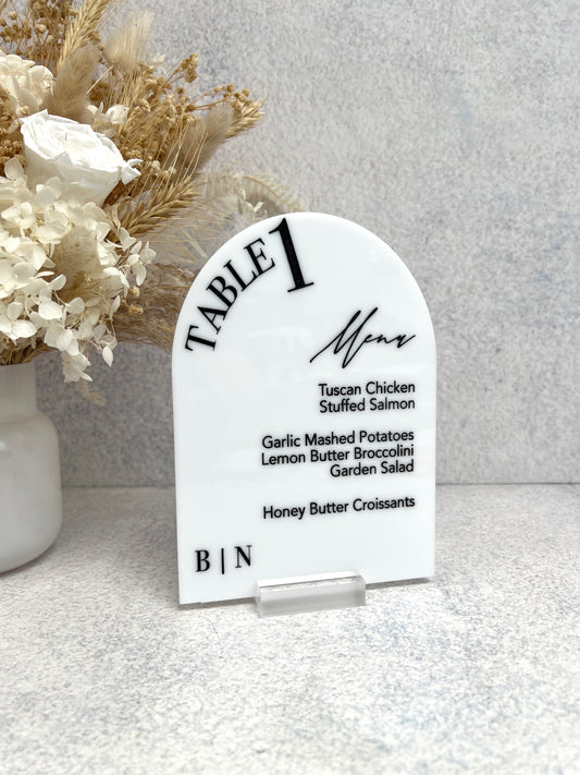 Table Number + Menu Arch Sign