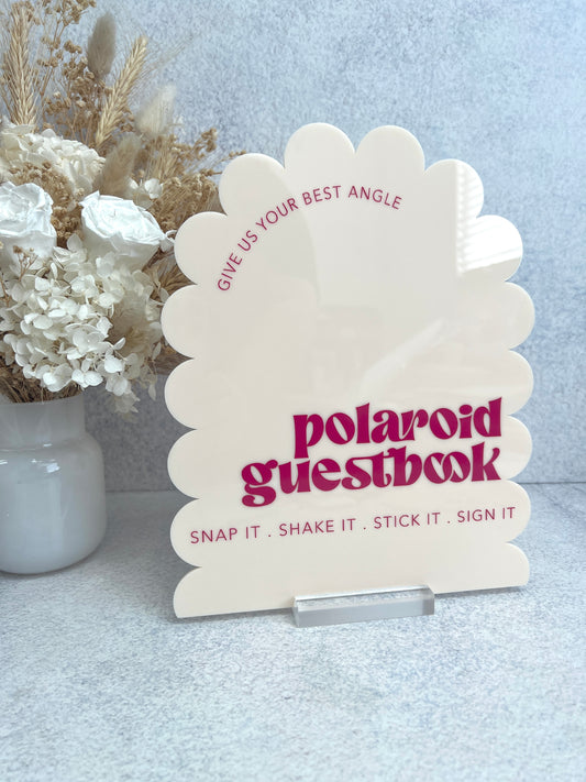 Polaroid Guestbook Scalloped Edge Arch Acrylic Sign
