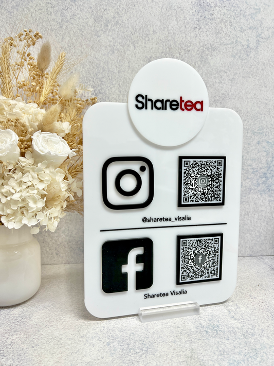 Social Media Sign - QR code with Your Logo (1-2 QR Code)
