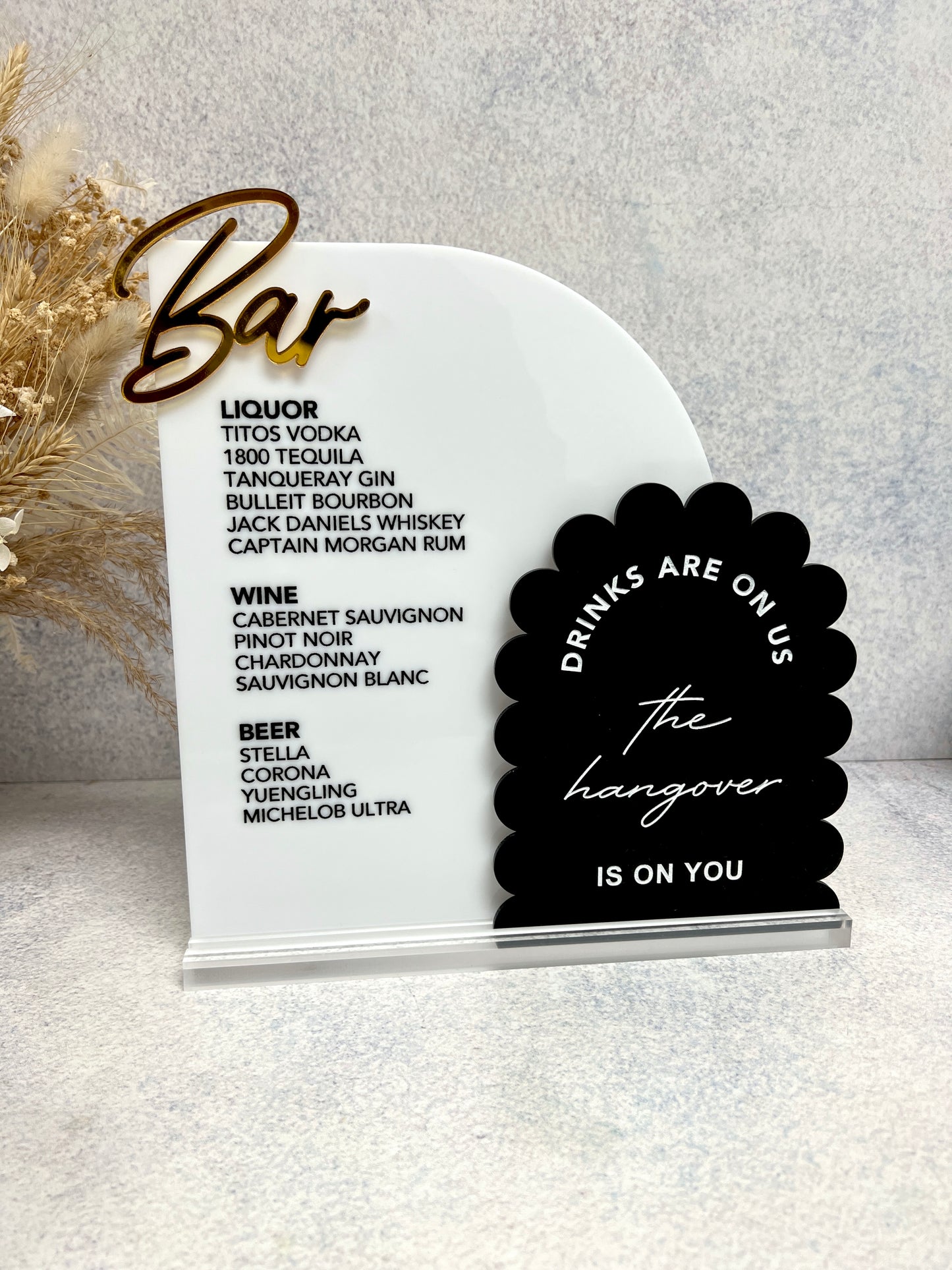 Double Arch + Wavy Bar Menu with 3D Cutout writing