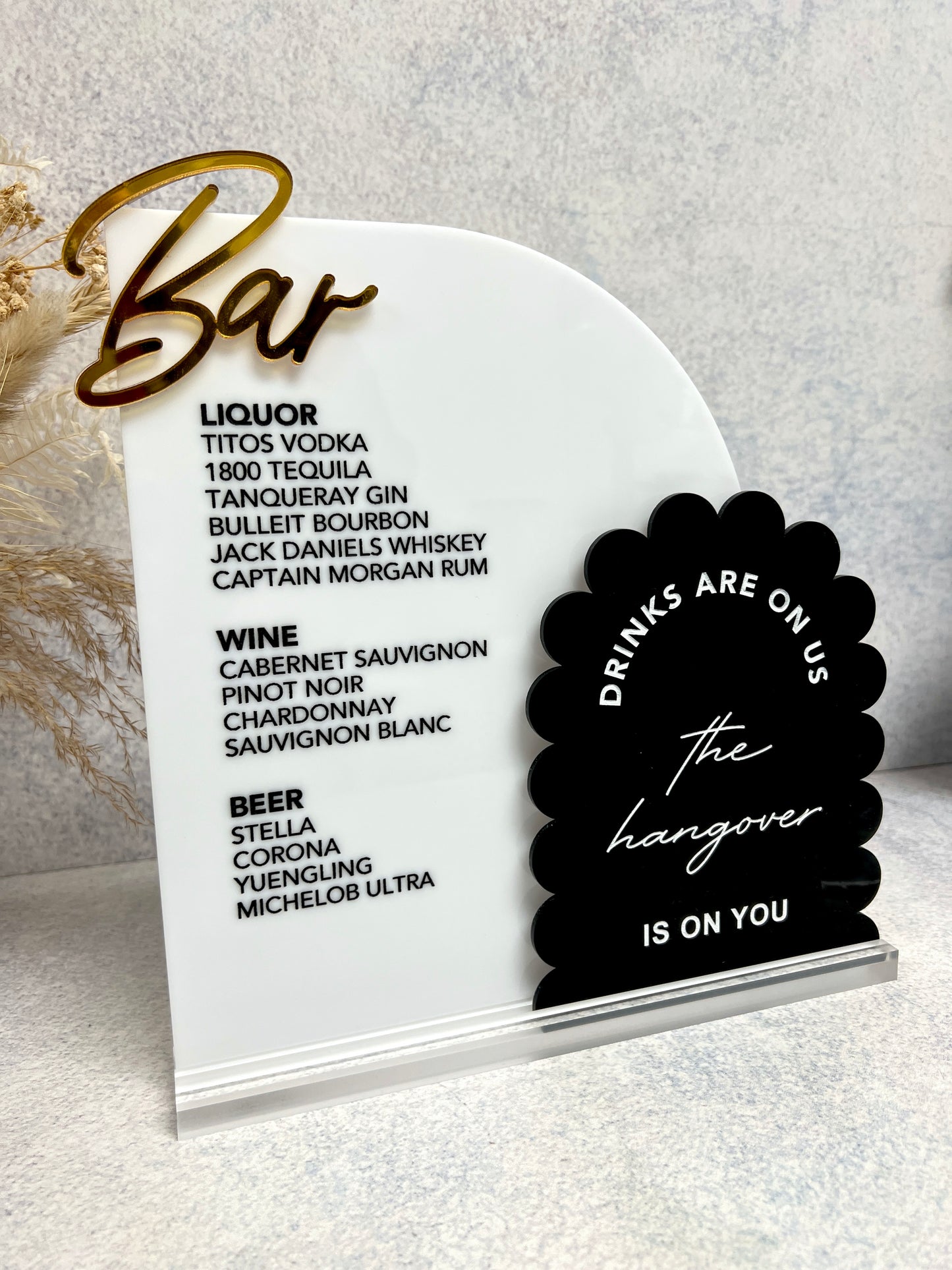 Double Arch + Wavy Bar Menu with 3D Cutout writing