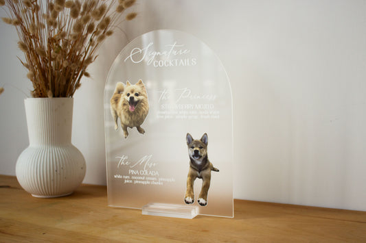 Bar Menu with custom Photos in Acrylic Arch