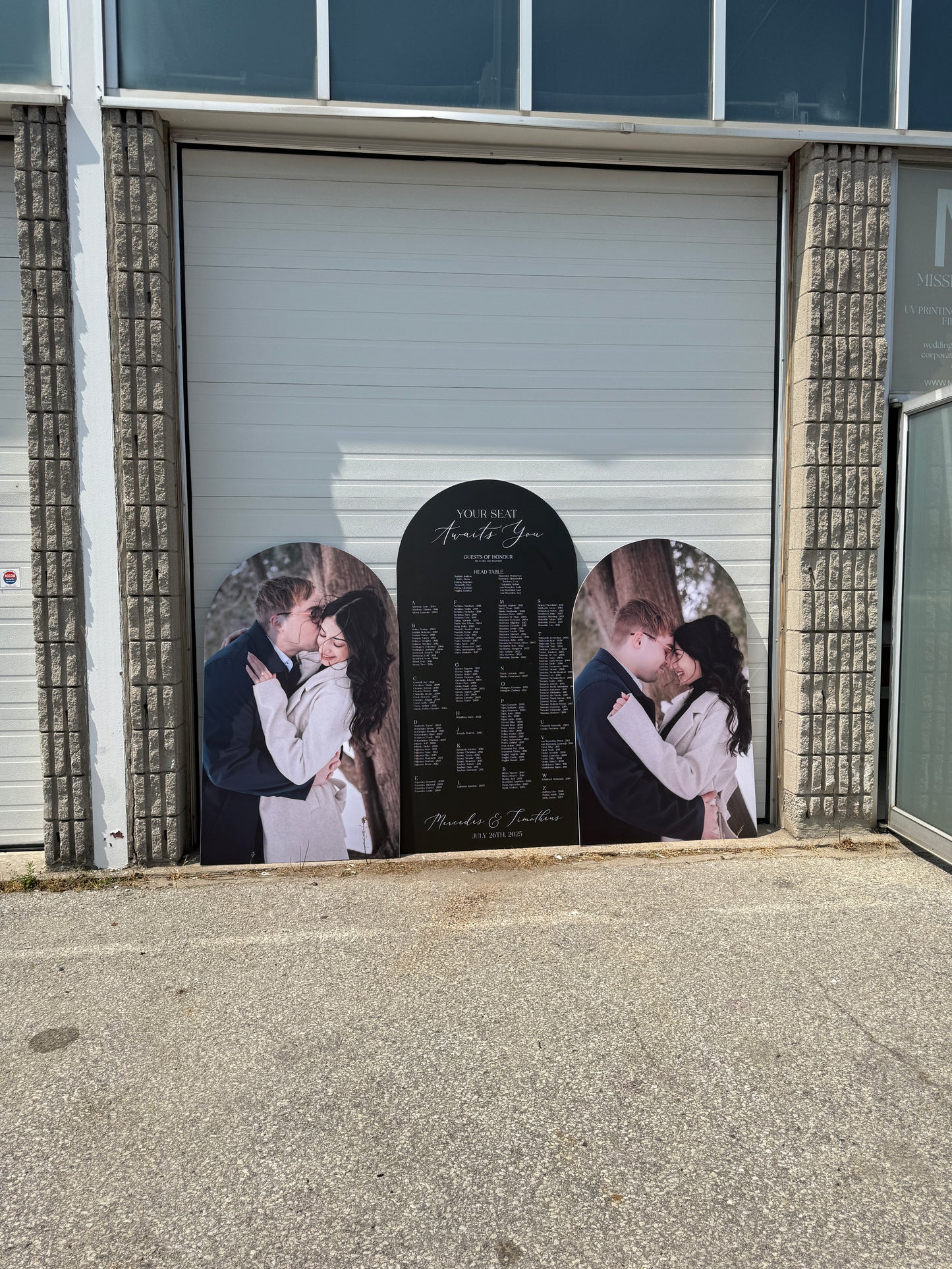 Large Foam Board Seating Chart with Custom Photo Arch