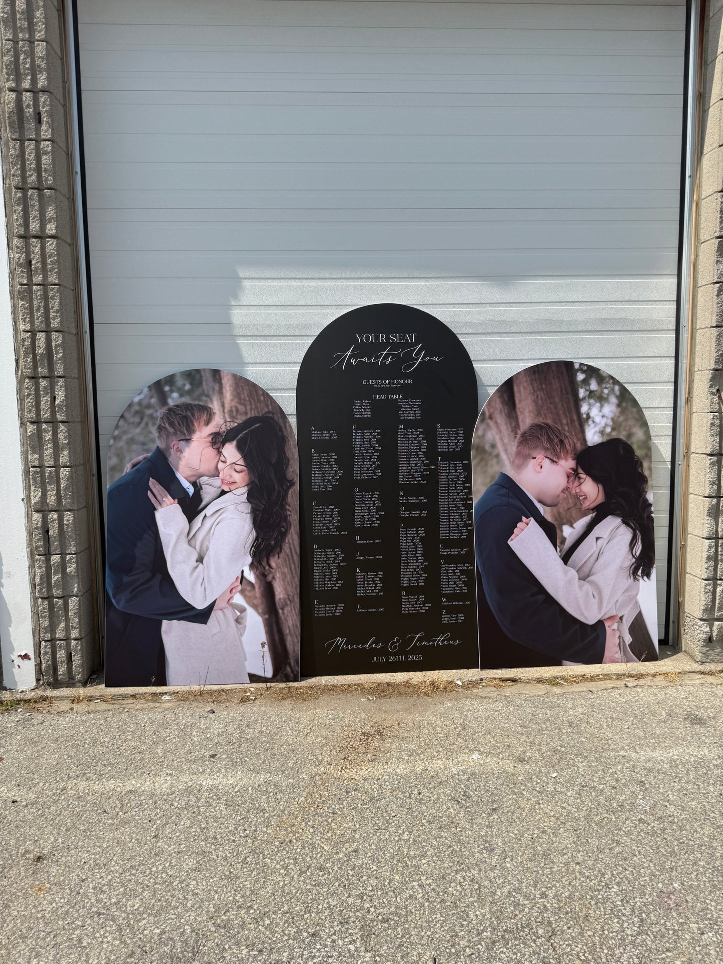 Large Foam Board Seating Chart with Custom Photo Arch
