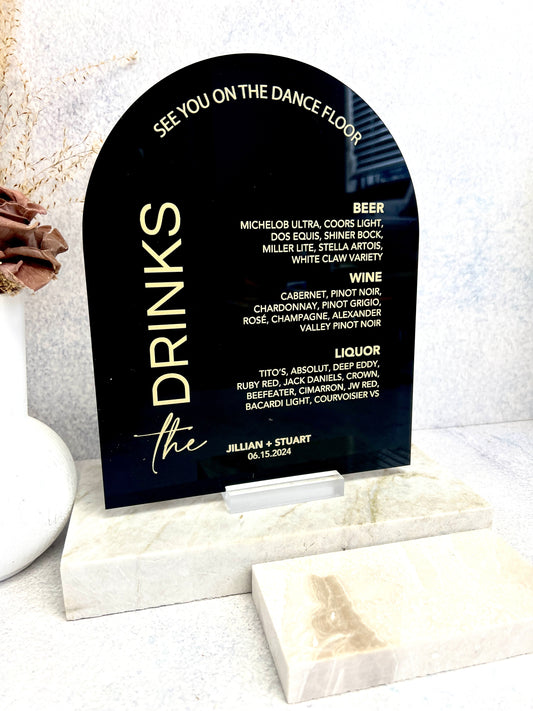 Arch Bar Menu Sign - The Drinks