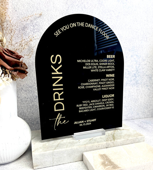 Arch Bar Menu Sign - The Drinks