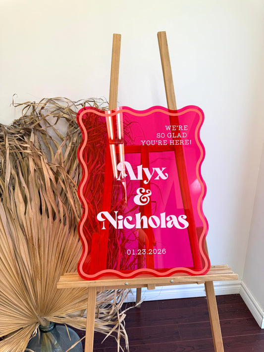 Acrylic Wavy Edged Welcome Sign