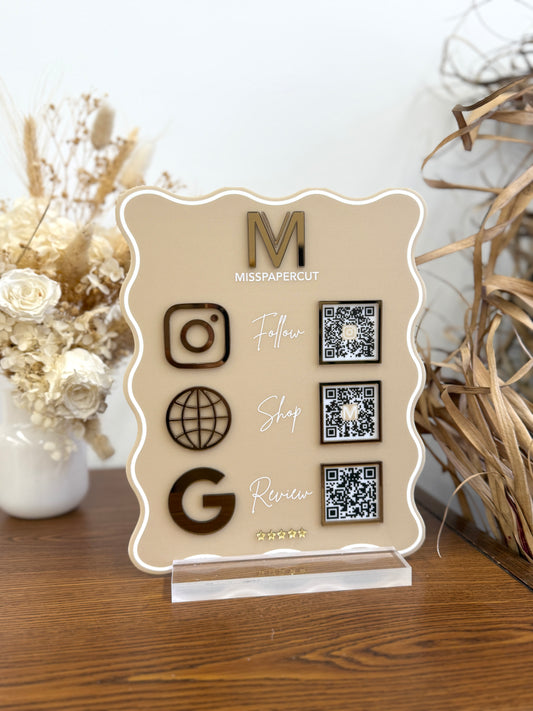 Social Media QR Wavy Acrylic Sign