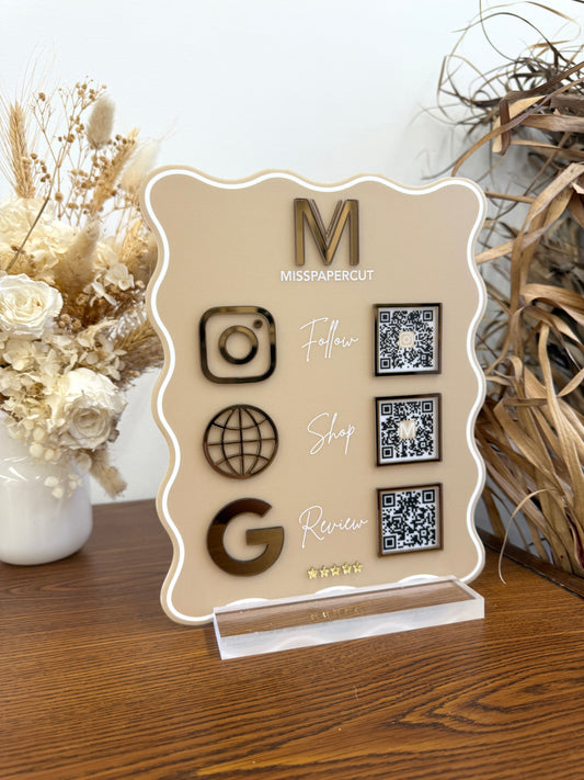 Social Media QR Wavy Acrylic Sign