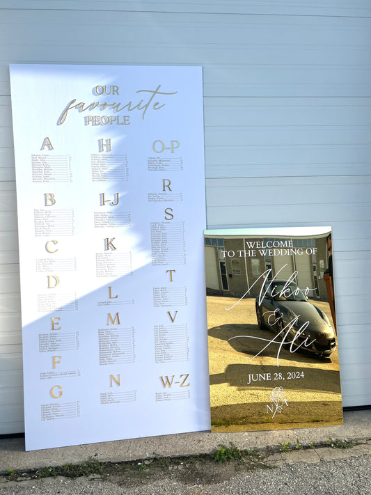 Large Foam Seating Chart with Acrylic Welcome Sign