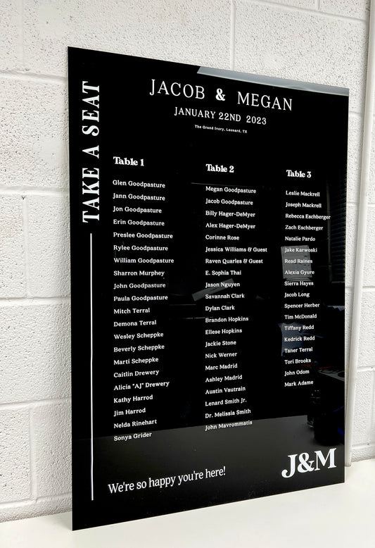 Acrylic Seating Chart Sign - Iowan