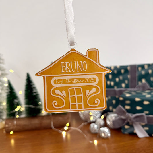 Ginger Bread House Custom Acrylic Ornament – Personalized Holiday Keepsake