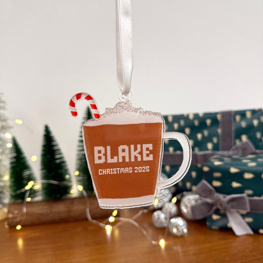 Hot Cocoa Custom Acrylic Ornament – Personalized Holiday Keepsake