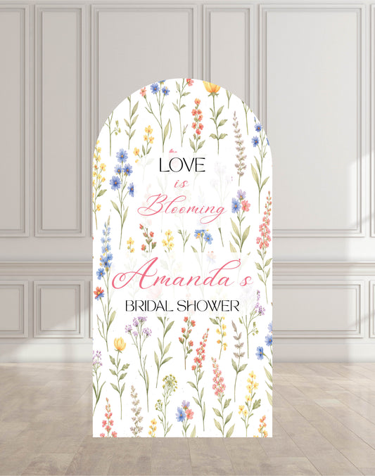 Love is Blooming Wildflower Backdrop – Large Arch Foam Bridal Shower Sign