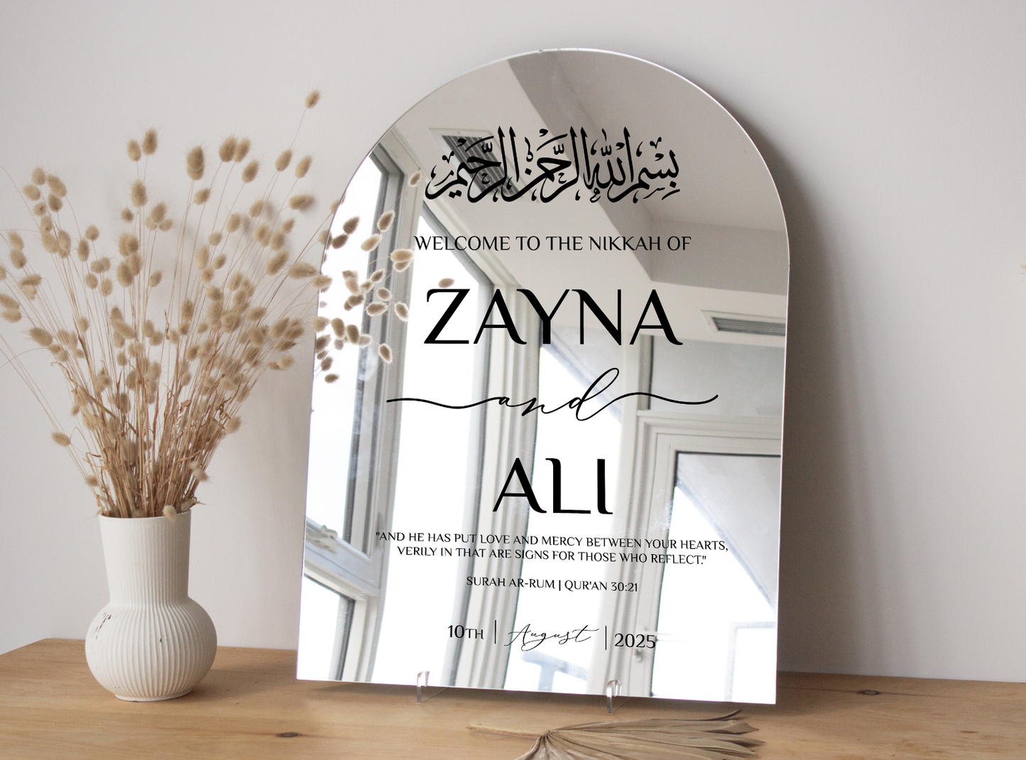 Welcome Sign with Bismillah Writing in Acrylic Arch