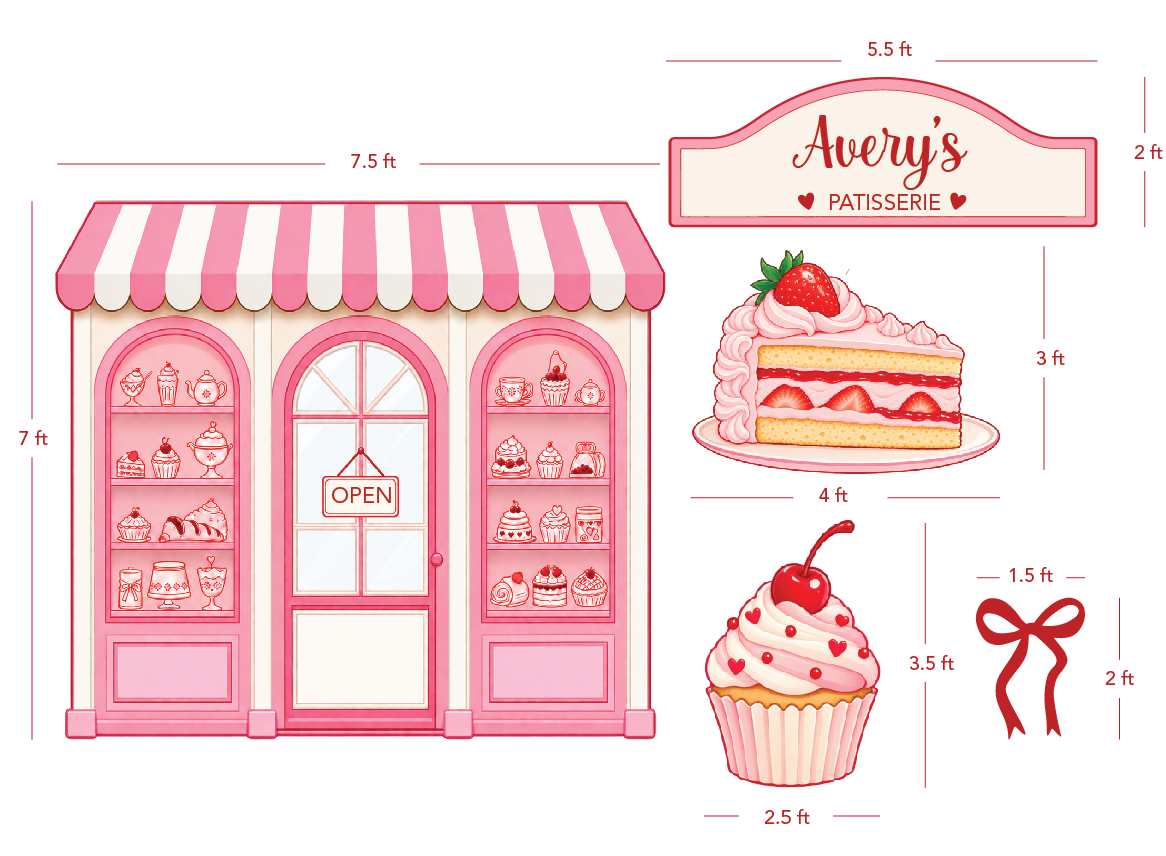 Sweet Café Patisserie Birthday Backdrop | Custom Bakery Party Decor | Personalized Foam Backdrop & Cutouts