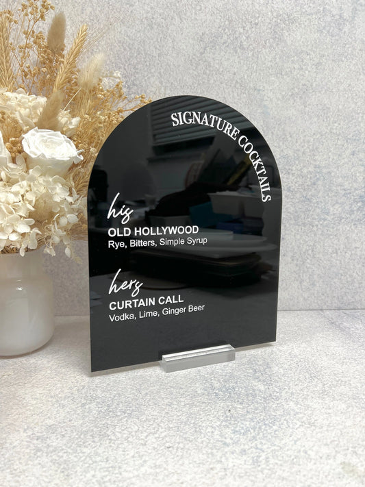 Arch Bar Menu Sign - Signature Drinks