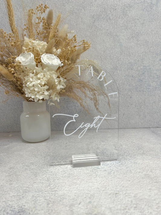 Acrylic Arch Table Number - Aerotis Font