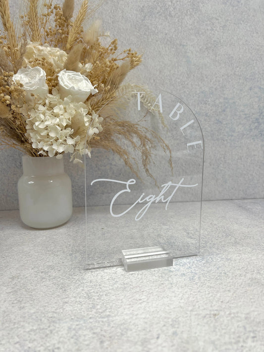 Acrylic Arch Table Number - Aerotis Font