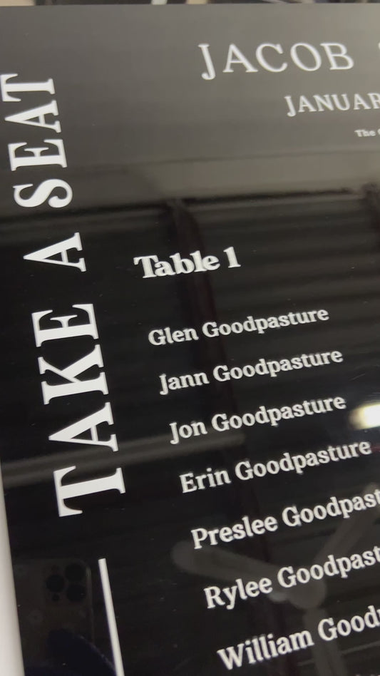 Acrylic Seating Chart Sign - Iowan